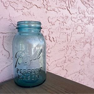 Ball Jar Perfect Mason #10 Blue Green Glass